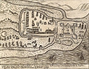 «Samboangan» og Fort Pilar, detalj fra Carta Hydrographica y Chorographica de las Yslas Filipinas, 1734