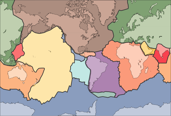 Kaart tektonische platen