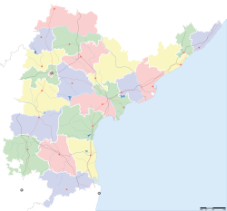 Map of आंध्र प्रदेश with तिरुपति marked