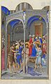 Fratelli Limbourg, Flagellazione di Cristo, da Les Très Riches Heures du duc de Berry, Chantilly, Musée Condé.