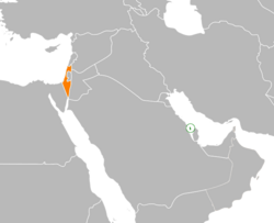 Map indicating locations of Bahrain and Israel