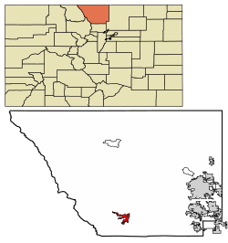 Location of the Town of Estes Park in Larimer County, Colorado.
