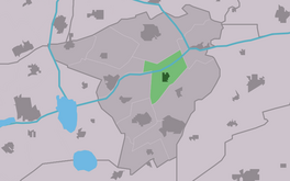 Lokaasje Stynsgea (grien) yn 'e gemeente Achtkarspelen