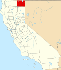 Map of Kalifornija highlighting Modoc County