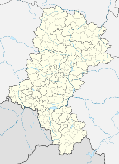 Mapa konturowa województwa śląskiego, w centrum znajduje się punkt z opisem „Park Mieroszewskich”