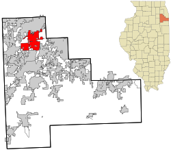 Location of Romeoville in Will County, Illinois