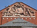 Sculpture group on west gable of Turnverein Building (1899-1900), Indianapolis, Indiana.