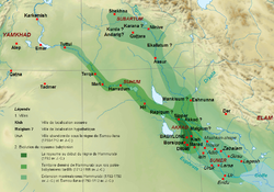 Đế quốc Cổ Babylon mở rộng đầu và cuối thời trị vì của Hammurabi, k. 1792 TCN – k. 1750 TCN