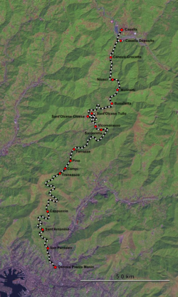 A Genova–Casella-vasútvonal útvonala