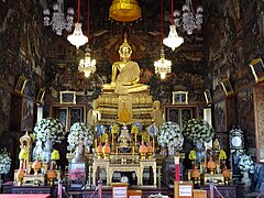 The principal Buddha image, in the ordination hall (2018)