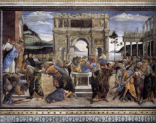 Les Épreuves de Moïse, 1482 Botticelli, chapelle Sixtine