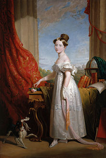 Portræt af Prinsesse Victoria med sin King Charles Spaniel Dash