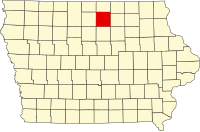 Map of Iowa highlighting Cerro Gordo County