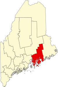 Map of Mejn highlighting Hancock County