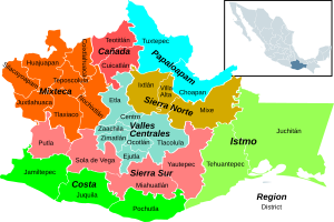 Oaxaca regions and districts: Valles Centrales de Oaxaca in center