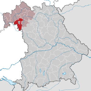 Beliggenheden af Landkreis Würzburg i Bayern (klikbart kort)