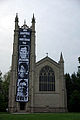 A light-hearted, three-story tiled poster that students mounted on the Chapel in 2008.[169]