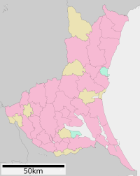 多良崎城の位置（茨城県内）