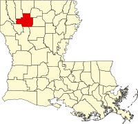 Map of Luizijana highlighting Bienville Parish