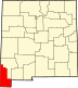 Harta statului New Mexico indicând comitatul Hidalgo