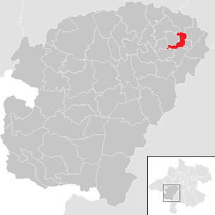 Lage der Gemeinde Oberndorf bei Schwanenstadt im Bezirk Vöcklabruck (anklickbare Karte)