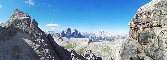 Crodon di San Candido, Tre Cime, Torre di Toblin, side of Lastron dei Scarperi