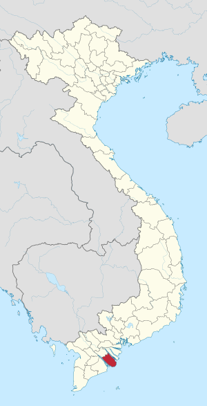 Karte von Vietnam mit der Provinz Trà Vinh hervorgehoben