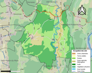 Carte en couleurs présentant l'occupation des sols.