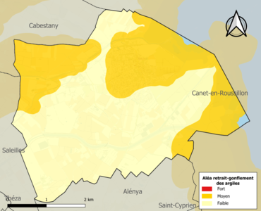 Carte des zones d'aléa retrait-gonflement des argiles.