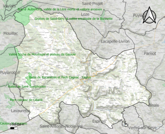 Carte des ZNIEFF de type 1 sur la commune.