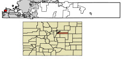 Location of the City of Sheridan in Arapahoe County, Colorado.