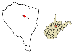 Location of Weston in Lewis County, West Virginia.