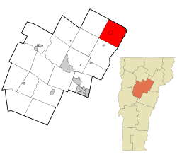 Location in Washington County and the state of Vermont