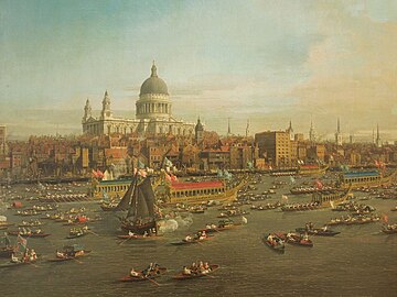 Canaletto: Reka Temza s stolnico sv. Pavla na županov dan (1746; zbirke Lobkowicz, Praga)