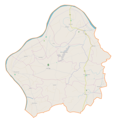 Mapa konturowa gminy Gręboszów, na dole po prawej znajduje się punkt z opisem „Żelichów”