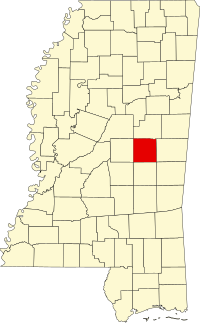 Map of Misisipi highlighting Neshoba County