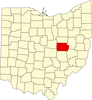 Map of Ohio highlighting Coshocton County