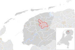 Locatie van de gemeente Tietjerksteradeel (gemeentegrenzen CBS 2016)