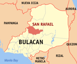 Map of Bulacan with San Rafael highlighted