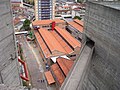 Blick von oben auf die ehemaligen Lagerhallen der Pompéia Fabrik