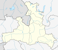 Mapa konturowa kraju związkowego Salzburga, u góry znajduje się punkt z opisem „Salzburg”