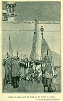 Frank Brangwyn, Story of the City of Brass ("They ceased not to ascend by that ladder"), 1895–96, watercolour and tempera on millboard