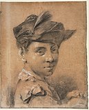 Портрет молодого человека в шляпе. 1725. Бумага, уголь, белила. Художественный музей, Кливленд, США