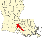 State map highlighting St. Martin Parish