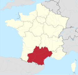 Occitaniens beliggenhed i Frankrig