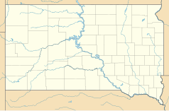 Mapa konturowa Dakoty Południowej, na dole nieco na prawo znajduje się punkt z opisem „Platte”