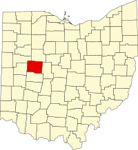 Map of Ohajo highlighting Logan County