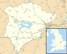 Mapa konturowa Rutlandu, w centrum znajduje się punkt z opisem „Ketton”