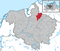 Läget för kommunen Sanitz i Landkreis Rostock