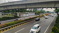 The "Semanggi" TransJakarta BRT Station at the interchange seen from a pedestrian bridge